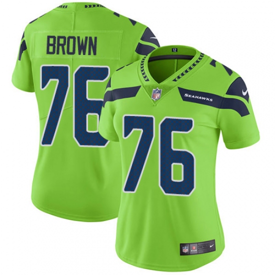 Women's Nike Seattle Seahawks #76 Duane Brown Limited Green Rush Vapor Untouchable NFL Jersey - Ujersey