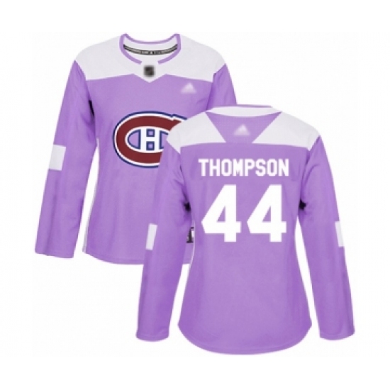 Women's Montreal Canadiens #44 Nate Thompson Authentic Purple Fights Cancer Practice Hockey Jersey - Ujersey