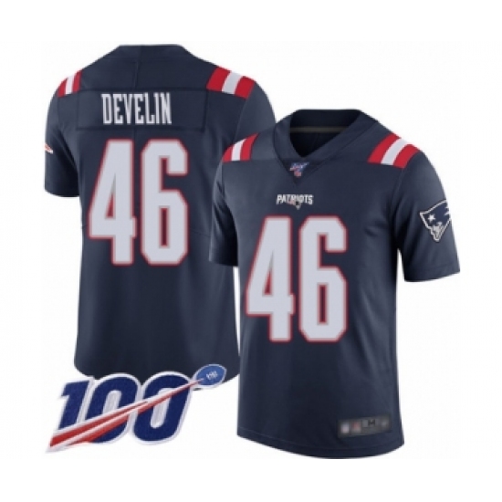 Men's New England Patriots #46 James Develin Limited Navy Blue Rush Vapor Untouchable 100th Season Football Jersey - Ujersey