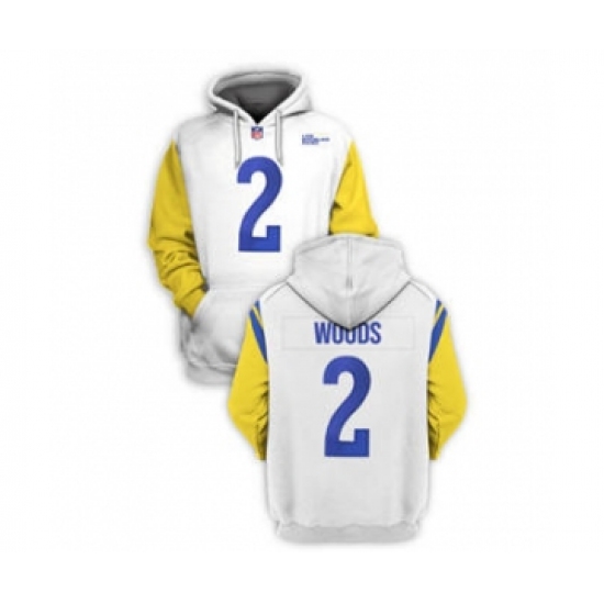 Men's Los Angeles Rams #2 Robert Woods 2021 White Pullover Football Hoodie - Ujersey