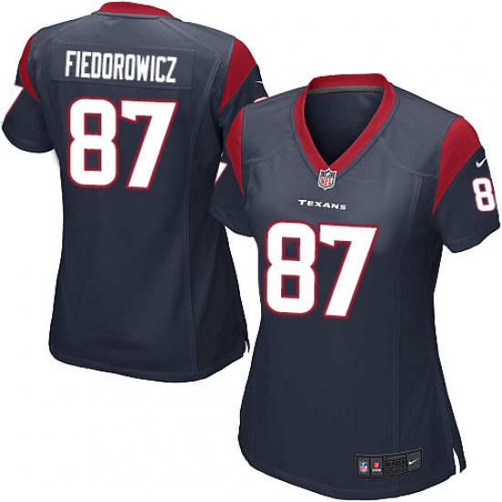 Women's Nike Houston Texans #87 C.J. Fiedorowicz Game Navy Blue Team Color NFL Jersey - Ujersey