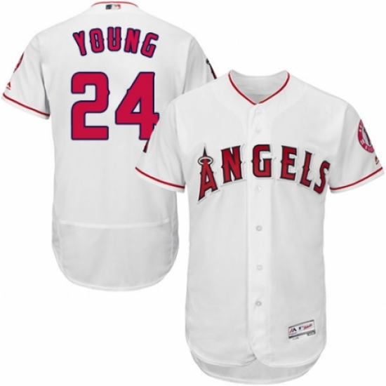 Men's Majestic Los Angeles Angels of Anaheim #24 Chris Young White Home Flex Base Authentic Collection MLB Jersey - Ujersey