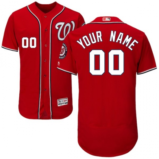 Men's Washington Nationals Majestic Alternate Scarlet Flex Base Authentic Collection Custom Jersey - Ujersey