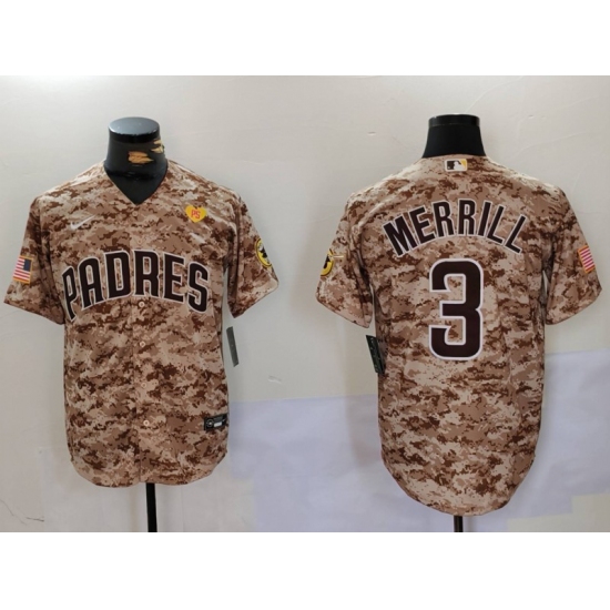 Men's San Diego Padres #3 Jackson Merrill Camo With PS Cool Base Stitched Jersey - Ujersey