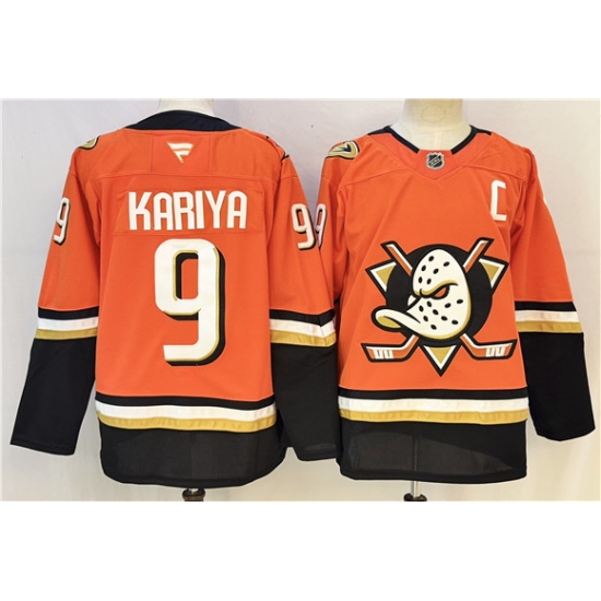 Men's Anaheim Ducks #9 Paul Kariya Orange 2026 With C Home Stitched Hockey Jersey
