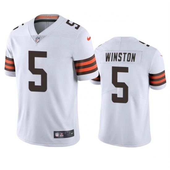Men's Cleveland Browns #5 Jameis Winston White Vapor Limited Football Stitched Jersey - Ujersey