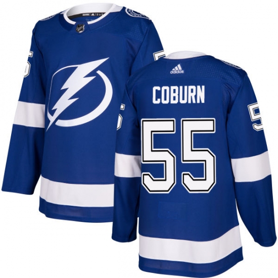 Men's Adidas Tampa Bay Lightning #55 Braydon Coburn Authentic Royal Blue Home NHL Jersey - Ujersey