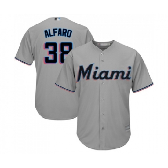 Youth Miami Marlins #38 Jorge Alfaro Replica Grey Road Cool Base Baseball Jersey - Ujersey