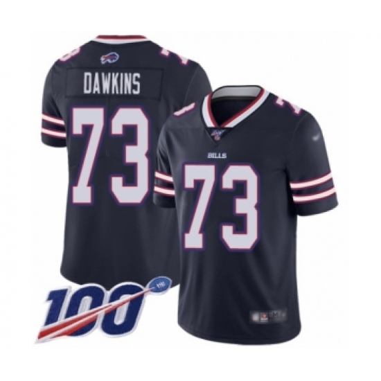Men's Buffalo Bills #73 Dion Dawkins Limited Navy Blue Inverted Legend 100th Season Football Jersey - Ujersey