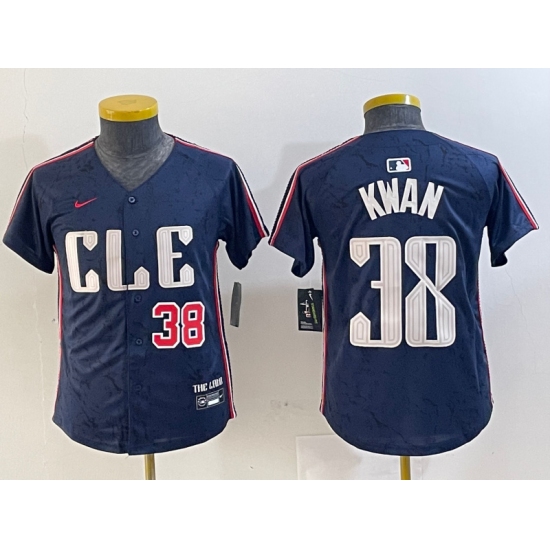 Youth Cleveland Guardians #38 Steven Kwan Navy 2024 City Connect Limited Stitched Baseball Jerseys - Ujersey