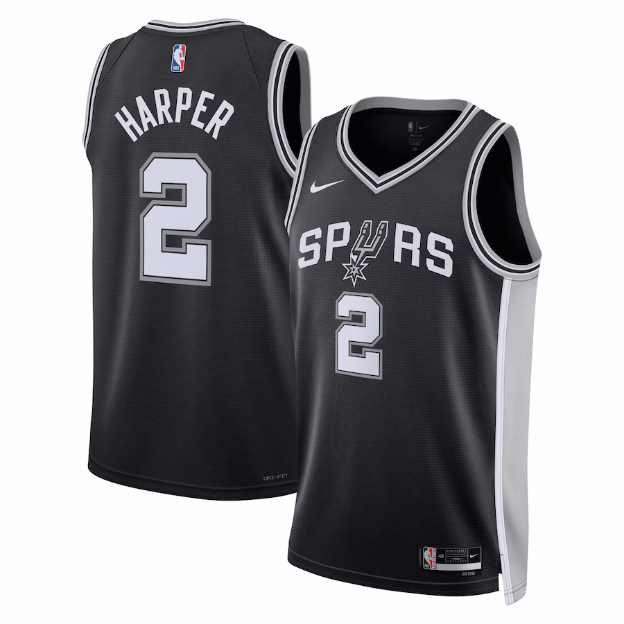 Unisex San Antonio Spurs Dylan Harper Nike Black 2025 NBA Draft First Round Pick Swingman Jersey - Icon Edition - Ujersey