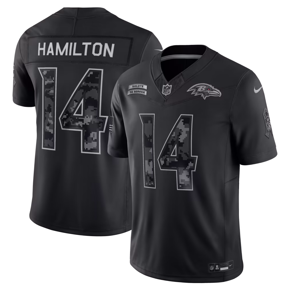 Men's Baltimore Ravens Kyle Hamilton Nike Black 2026 Salute to Service Stitched Limited Jersey - Ujersey