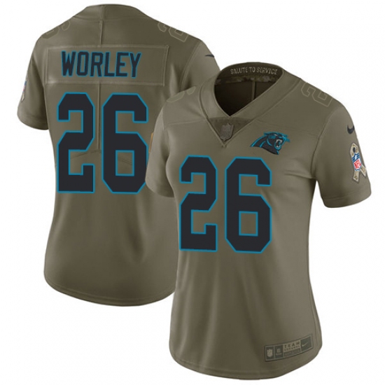 Women's Nike Carolina Panthers #26 Daryl Worley Limited Olive 2017 Salute to Service NFL Jersey - Ujersey