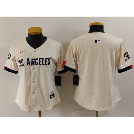 Women's Los Angeles Dodgers Blank Cream 2024 City Connect Limited Stitched Jersey - Ujersey
