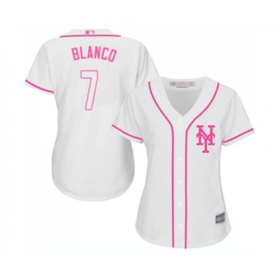 Women's New York Mets #7 Gregor Blanco Authentic White Fashion Cool Base Baseball Jersey - Ujersey