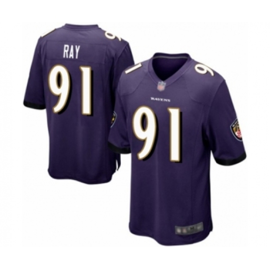 Men's Baltimore Ravens #91 Shane Ray Game Purple Team Color Football Jersey - Ujersey