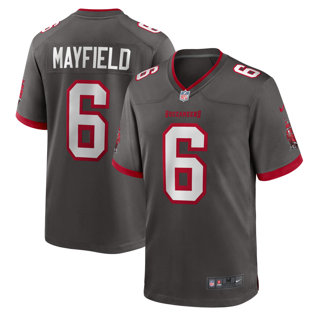 Men's Tampa Bay Buccaneers Baker Mayfield Nike Pewter Alternate Game Player Jersey