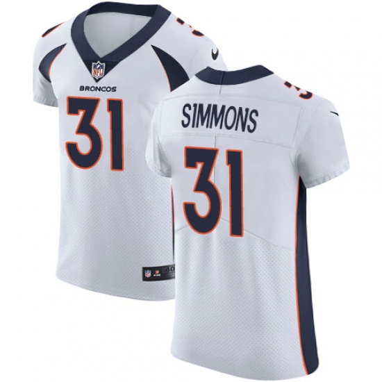 Men's Nike Denver Broncos #31 Justin Simmons White Vapor Untouchable Elite Player NFL Jersey - Ujersey
