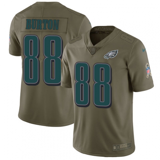 Men's Nike Philadelphia Eagles #88 Trey Burton Limited Olive 2017 Salute to Service NFL Jersey - Ujersey