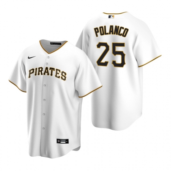 Men's Nike Pittsburgh Pirates #25 Gregory Polanco White Home Stitched Baseball Jersey - Ujersey