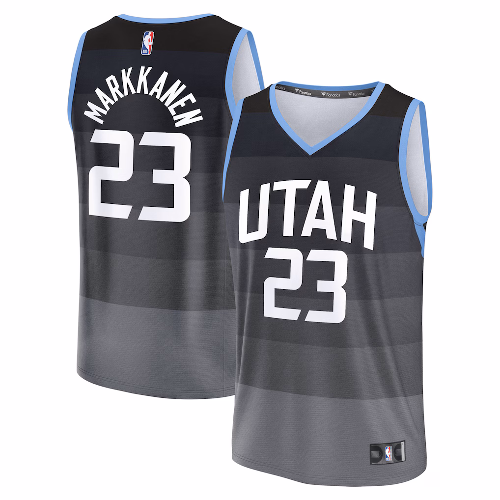 Men's Utah Jazz Lauri Markkanen Fanatics Black 2025/26 City Edition Fast Break Jersey - ujerseystore