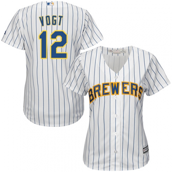 Women's Majestic Milwaukee Brewers #12 Stephen Vogt Authentic White Alternate Cool Base MLB Jersey - Ujersey