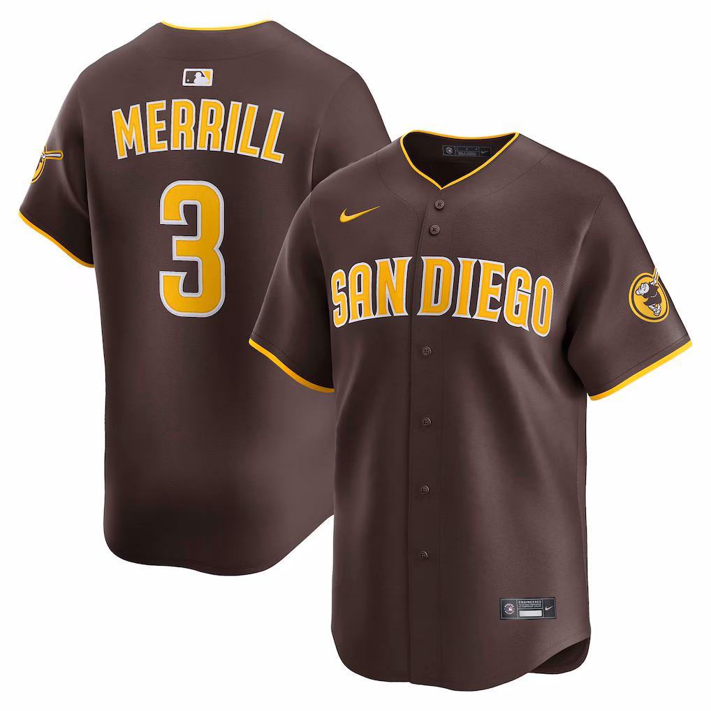 Men's San Diego Padres Jackson Merrill Nike Brown Road Limited Player Jersey - U-jersey