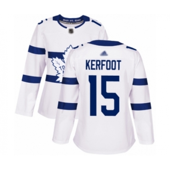 Women's Toronto Maple Leafs #15 Alexander Kerfoot Authentic White 2018 Stadium Series Hockey Jersey - Ujersey