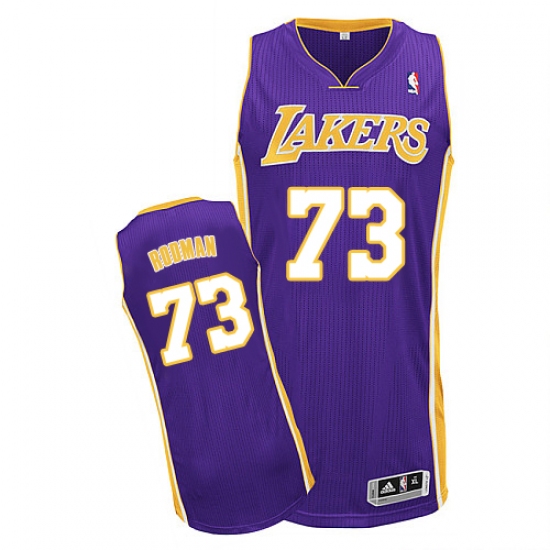 Men's Adidas Los Angeles Lakers #73 Dennis Rodman Authentic Purple Road NBA Jersey - Ujersey