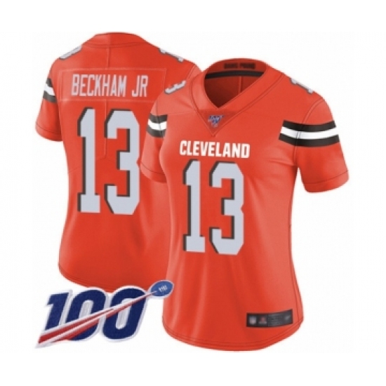 Women's Cleveland Browns #13 Odell Beckham Jr. White 100th Season Vapor Untouchable Limited Player Football Jersey - Ujersey
