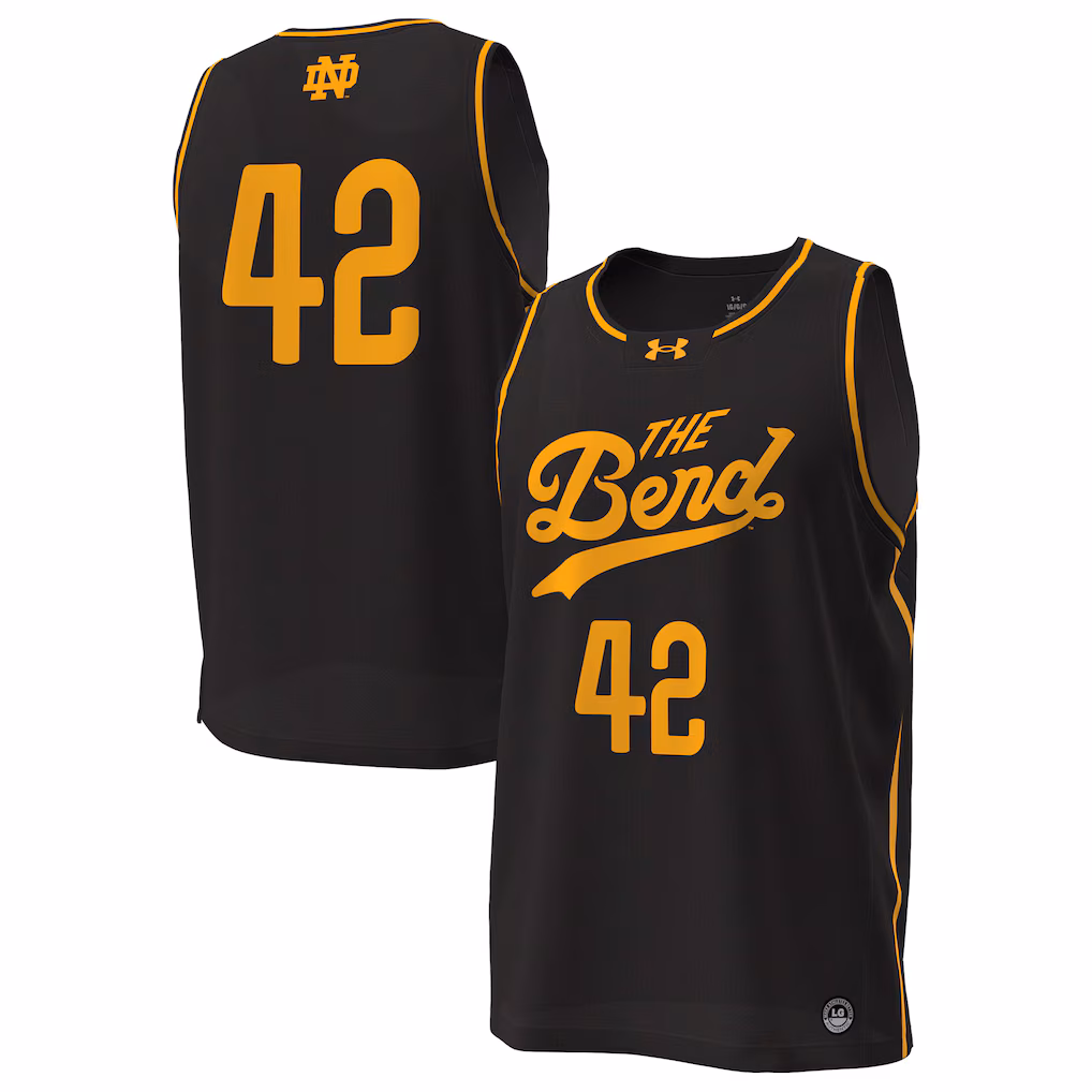 Men's Under Armour #42 Black Notre Dame Fighting Irish The Bend Replica Basketball Jersey - Ujersey Shop