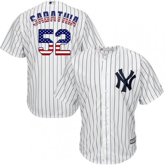 Men's Majestic New York Yankees #52 C.C. Sabathia Replica White USA Flag Fashion MLB Jersey - Ujersey