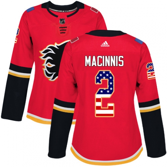 Women's Adidas Calgary Flames #2 Al MacInnis Authentic Red USA Flag Fashion NHL Jersey - Ujersey