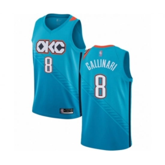 Women's Oklahoma City Thunder #8 Danilo Gallinari Swingman Turquoise Basketball Jersey - City Edition - Ujersey