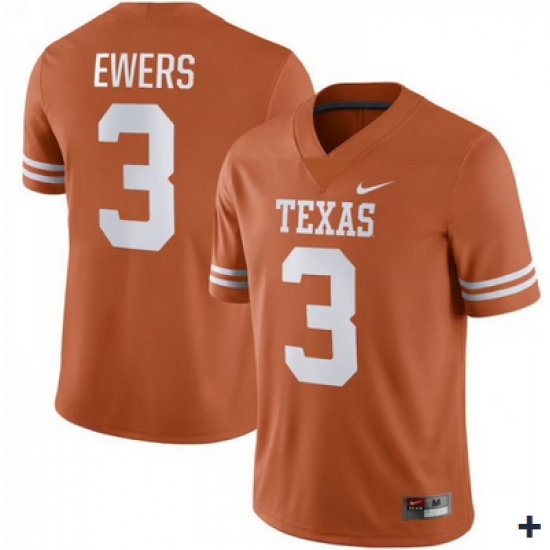 Men's Texas Longhorns #3 Quinn Ewers Orange Stitched Jersey - Ujersey
