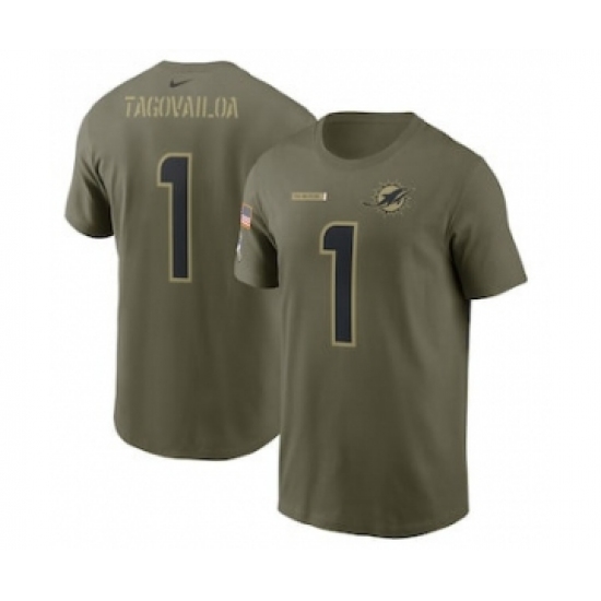 Men's Miami Dolphins Tua Tagovailoa Football Camo 2021 Salute To Service Name & Number T-Shirt - Ujersey