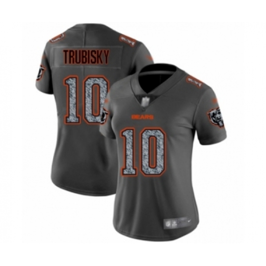 Women's Chicago Bears #10 Mitchell Trubisky Limited Gray Static Fashion Football Jersey - Ujersey