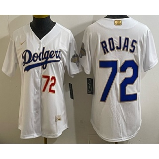 Women's Los Angeles Dodgers #72 Miguel Rojas White 2026 Gold Collection Stadium Jersey - Ujersey