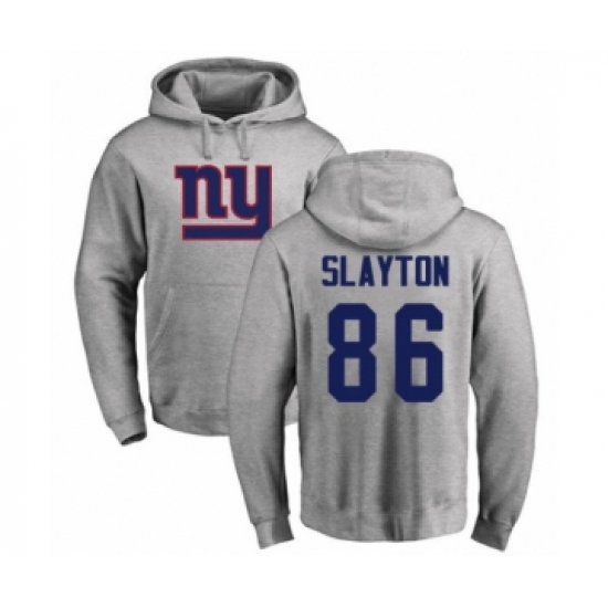 Football New York Giants #86 Darius Slayton Ash Name & Number Logo Pullover Hoodie - Ujersey