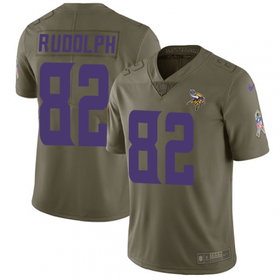 Youth Nike Minnesota Vikings #82 Kyle Rudolph Limited Olive 2017 Salute to Service NFL Jersey - Ujersey