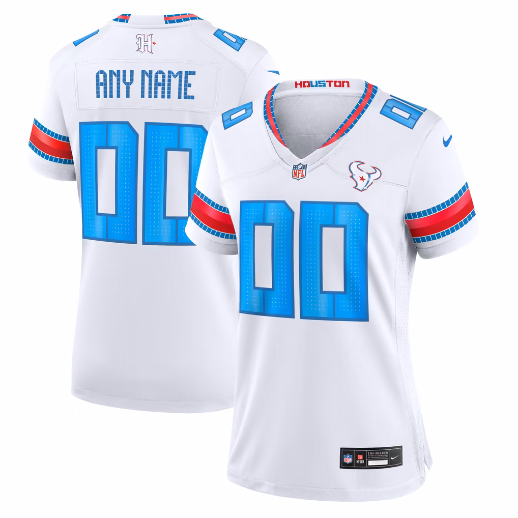 Women's Houston Texans Nike White 2026 Rivalries Collection Game Custom Jersey - Ujersey