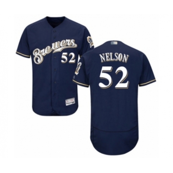 Men's Milwaukee Brewers #52 Jimmy Nelson Navy Blue Alternate Flex Base Authentic Collection Baseball Player Jersey - Ujersey