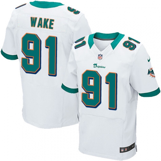 Men's Nike Miami Dolphins #91 Cameron Wake Elite White NFL Jersey - Ujersey