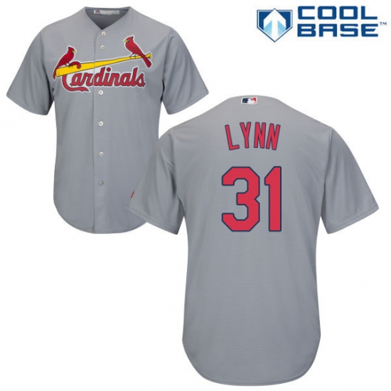 Men's Majestic St. Louis Cardinals #31 Lance Lynn Replica Grey Road Cool Base MLB Jersey - Ujersey