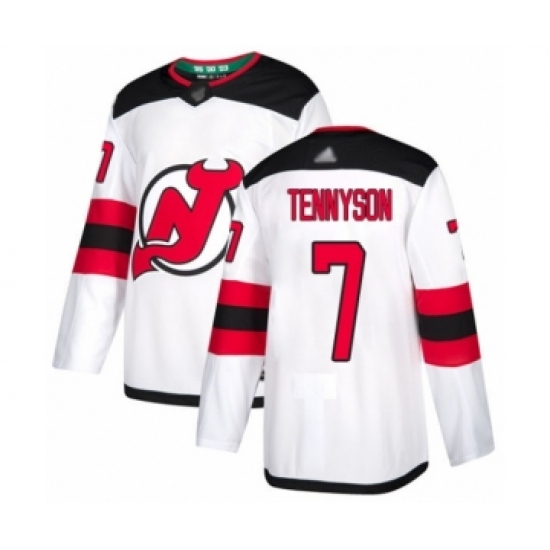 Men's New Jersey Devils #7 Matt Tennyson Authentic White Away Hockey Jersey - Ujersey