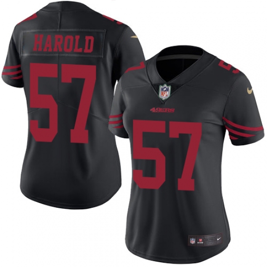 Women's Nike San Francisco 49ers #57 Eli Harold Limited Black Rush Vapor Untouchable NFL Jersey - Ujersey