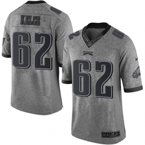 Men's Nike Philadelphia Eagles #62 Jason Kelce Limited Gray Gridiron NFL Jersey - Ujersey