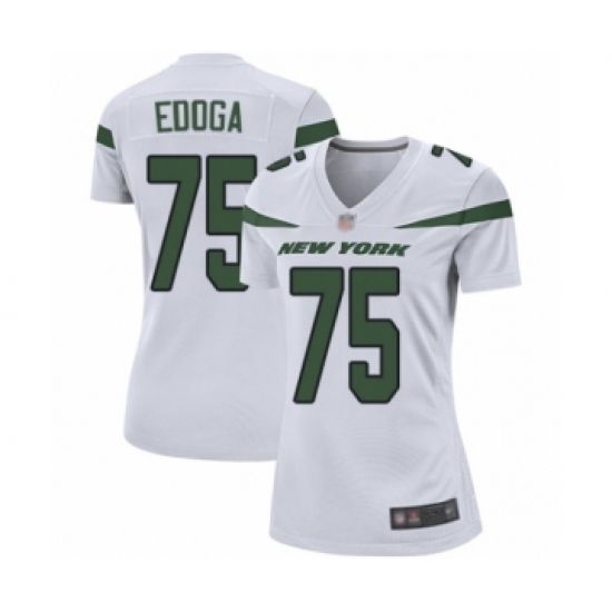 Women's New York Jets #75 Chuma Edoga Game White Football Jersey