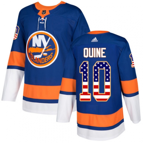 Youth Adidas New York Islanders #10 Alan Quine Authentic Royal Blue USA Flag Fashion NHL Jersey - Ujersey