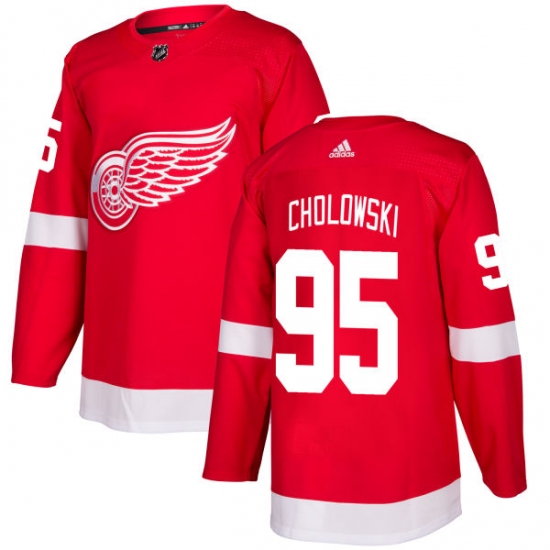 Men's Adidas Detroit Red Wings #95 Dennis Cholowski Premier Red Home NHL Jersey - Ujersey